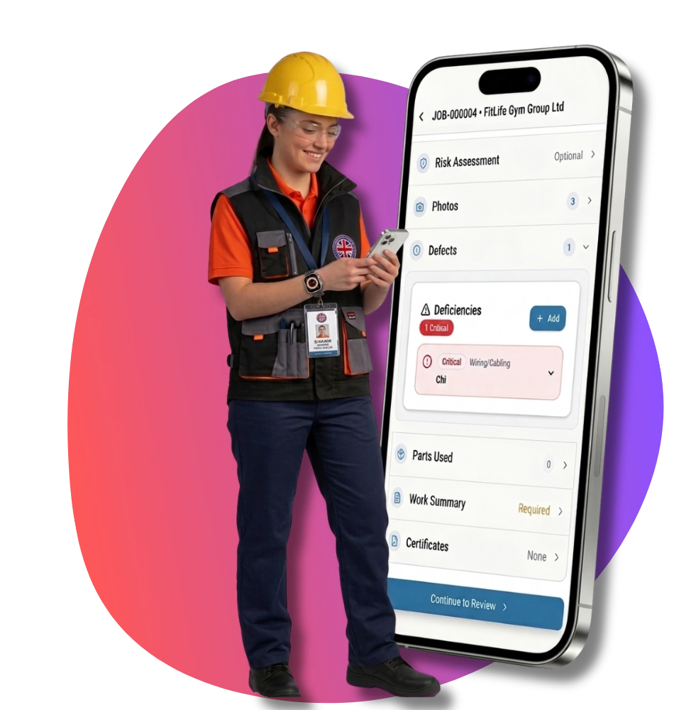 Opscel mobile app - field engineer using deficiencies tracking